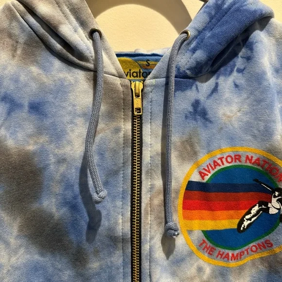 Aviator Nation Hamptons Logo Tie-Dye Full Zip Hoodie size small